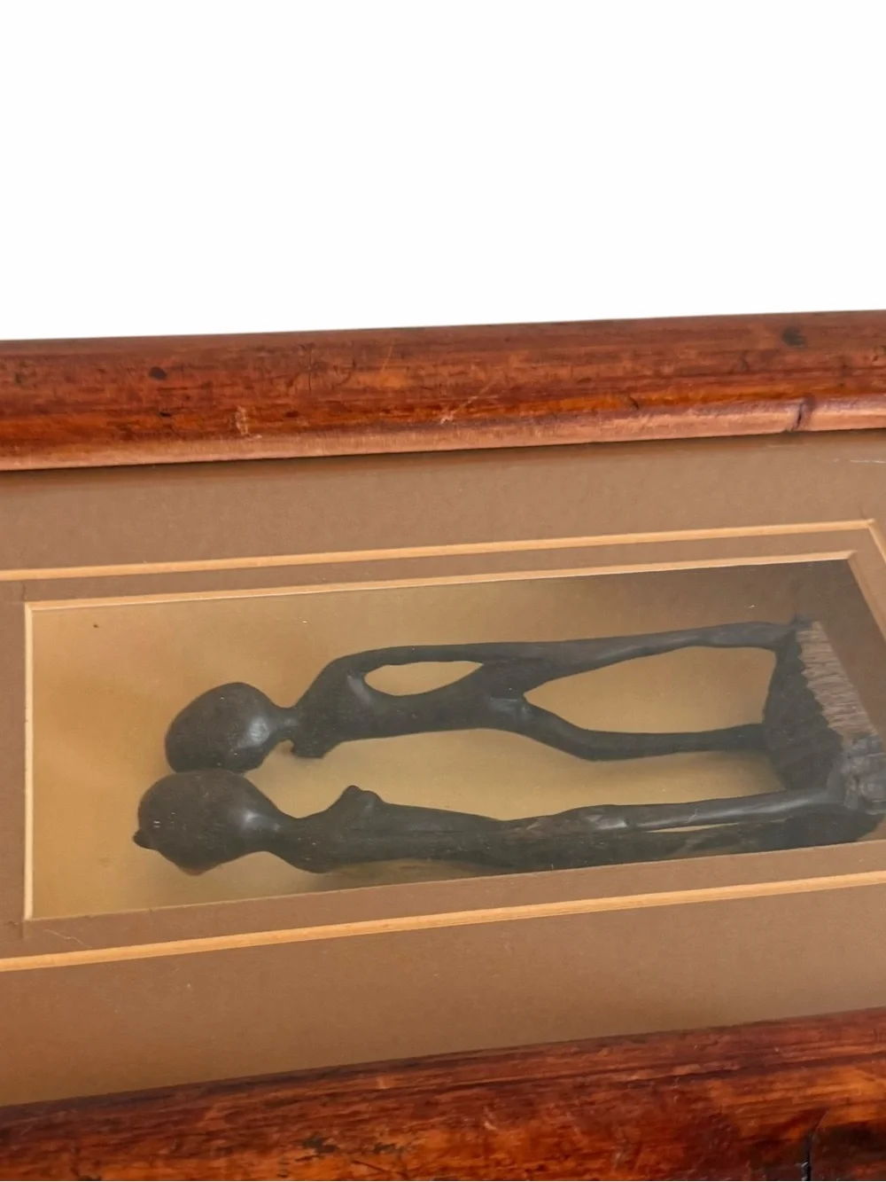 Vintage Metal Male Female Statue Shadow Box Wall Frame